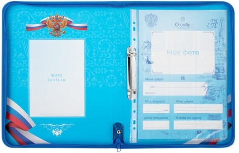 Папка-портфолио школьника, А4, на молнии, 8 вкладышей, обложка твердая, СИМВОЛИКА, BRAUBERG, 115243