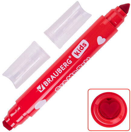 Фломастеры-штампы двусторонние "FUNNY STAMPS", 8 цветов, BRAUBERG KIDS, картонная коробка с европодвесом, 152179