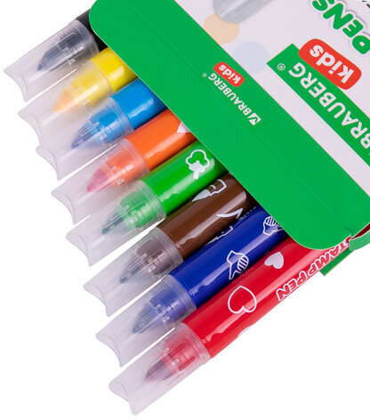 Фломастеры-штампы двусторонние "FUNNY STAMPS", 8 цветов, BRAUBERG KIDS, картонная коробка с европодвесом, 152179