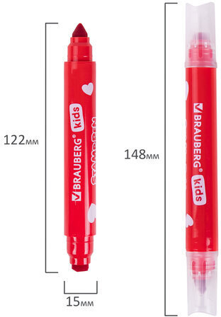 Фломастеры-штампы двусторонние "FUNNY STAMPS", 8 цветов, BRAUBERG KIDS, картонная коробка с европодвесом, 152179