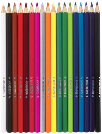 Карандаши цветные ЮНЛАНДИЯ "МИР ЖИВОТНЫХ", 18 цветов, классические заточенные, 181384