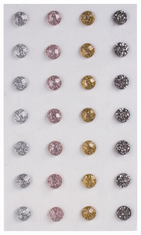 Стразы самоклеящиеся КРУГЛЫЕ, 8 мм, 28 штук, металлик, на подложке, ОСТРОВ СОКРОВИЩ, 662233