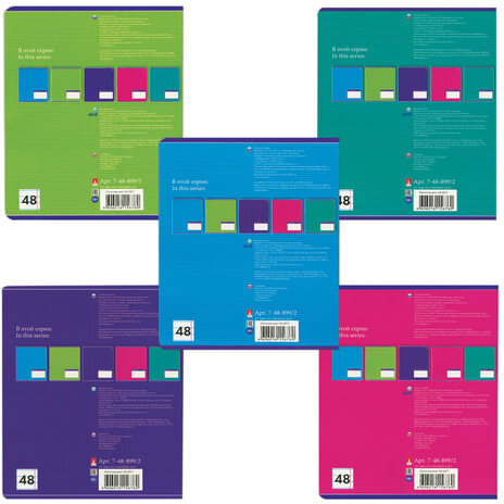 Тетрадь А5, 48 л., АЛЬТ, скоба, линия, выборочный лак, "КЛАССИКА" (5 видов), 7-48-899/2