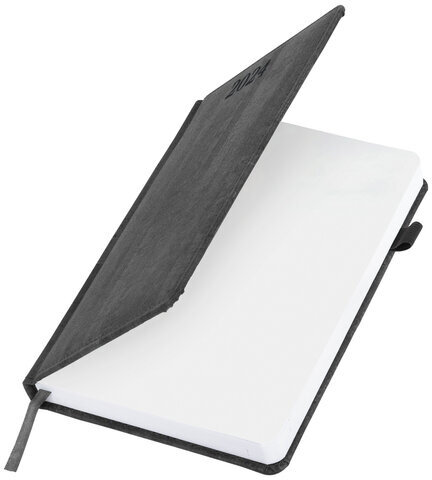 Ежедневник датированный 2024 А5 138x213 мм BRAUBERG "Wood", под кожу, держатель для ручки, серый, 114901