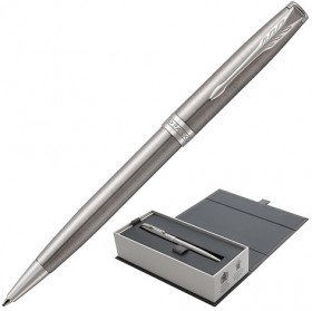 Ручка шариковая PARKER "Sonnet Core Stainless Steel CT", корпус серебристый, палладиевые детали, черная, 1931512