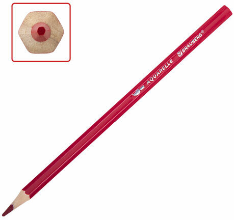 Карандаши цветные акварельные классические мягкие BRAUBERG, 12 цветов, с КИСТЬЮ, 181848