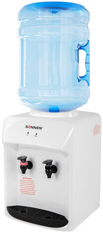 Кулер водонагреватель БЕЗ ОХЛАЖДЕНИЯ, SONNEN TSH-02T, настольный, 2 крана, белый, 455412