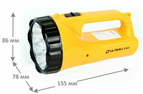 Фонарь аккумуляторный ULTRAFLASH 9хLED+12хLED, 2 режима, выдвижная вилка, заряд от сети, LED3816SM