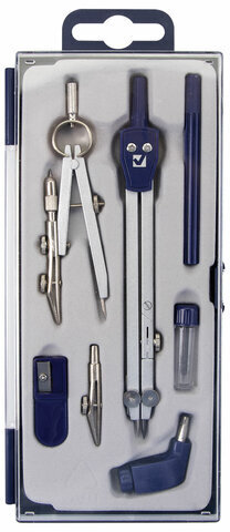 Готовальня BRAUBERG &quot;Student Oxford&quot;, 7 предметов: наполнение-1, пенал с подвесом, 210347