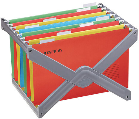 Подвесные папки A4/Foolscap (404х240 мм) до 80 л., КОМПЛЕКТ 10 шт., красные, картон, STAFF, 270936