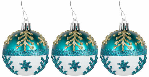 Шары ёлочные 12 шт., 6 см, "Frost Forest", пластик, бирюзовый/золото, ЗОЛОТАЯ СКАЗКА, 592176