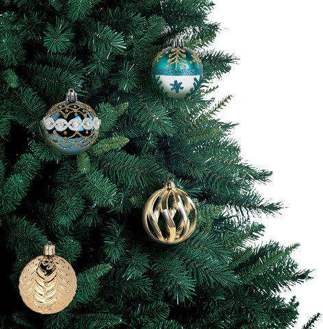 Шары ёлочные 12 шт., 6 см, "Frost Forest", пластик, бирюзовый/золото, ЗОЛОТАЯ СКАЗКА, 592176