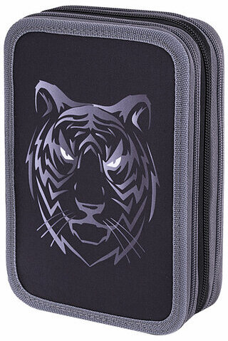 Пенал BRAUBERG, 3 отделения, полиэстер, 21х14 см, "Tiger", 271551