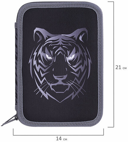 Пенал BRAUBERG, 3 отделения, полиэстер, 21х14 см, "Tiger", 271551