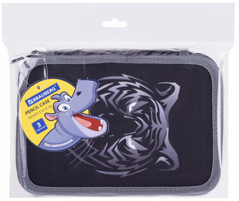 Пенал BRAUBERG, 3 отделения, полиэстер, 21х14 см, "Tiger", 271551