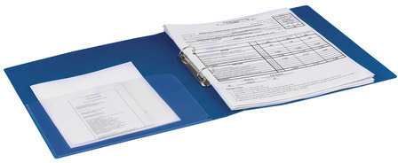 Папка на 2 кольцах BRAUBERG "Стандарт", 25 мм, синяя, до 170 листов, 0,8 мм, 221615