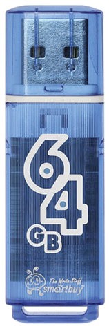 Флеш-диск 64 GB, SMARTBUY Glossy, USB 2.0, синий, SB64GBGS-B