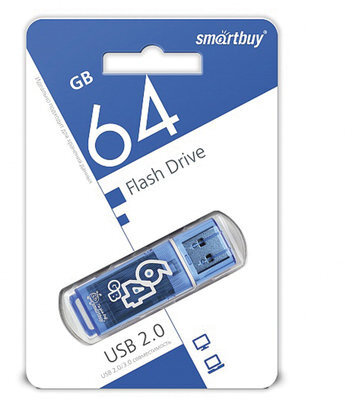 Флеш-диск 64 GB, SMARTBUY Glossy, USB 2.0, синий, SB64GBGS-B