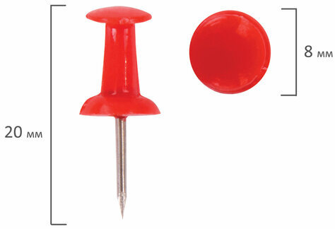 Силовые кнопки-гвоздики STAFF, цветные, 50 шт., в картонной коробке, 224770