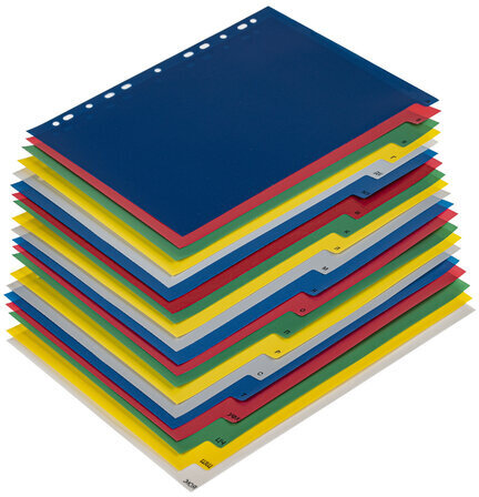 Разделитель пластиковый BRAUBERG, А4, 20 листов, алфавитный А-Я, оглавление, цветной, РОССИЯ, 225615