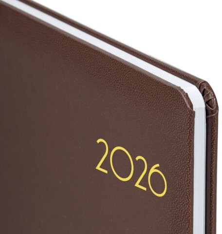 Еженедельник датированный 2026, А5, 145х215 мм, BRAUBERG "Select", балакрон, коричневый, 117183