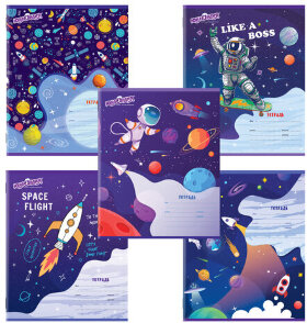 Тетрадь 12 л. ЮНЛАНДИЯ, клетка, обложка картон, "КОСМОС", 106469