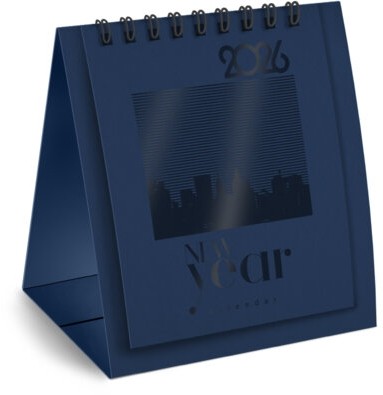 Календарь-домик настольный на гребне, 2026 г., BRAUBERG, 110х120 мм, ТЕМНО-СИНИЙ, 117283