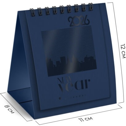 Календарь-домик настольный на гребне, 2026 г., BRAUBERG, 110х120 мм, ТЕМНО-СИНИЙ, 117283