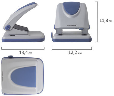 Дырокол металлический BRAUBERG "GRAND OFFICE", до 35 листов, серый, ГАРАНТИЯ 5 ЛЕТ, 228743