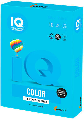 Бумага цветная IQ color, А4, 160 г/м2, 250 л., интенсив светло-синяя, AB48
