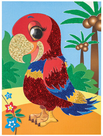 Набор для творчества "Аппликация из фольги", "Попугай", самоклеящаяся основа 20х15 см, ЮНЛАНДИЯ, 662380