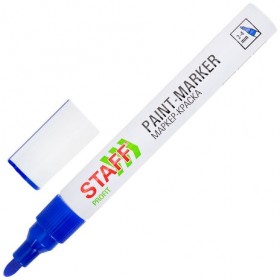 Маркер-краска лаковый (paint marker) 2-4 мм, СИНИЙ, НИТРО-ОСНОВА, STAFF PROFIT, для любых поверхностей, 152581