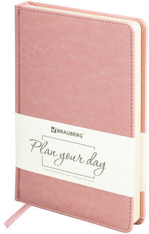 Ежедневник недатированный А5 138х213 мм BRAUBERG "Imperial" под кожу, 160 л., розовый, 111859