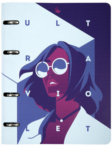Тетрадь на кольцах А5 (180х220 мм), 80 л., под кожу, BRAUBERG VISTA, "Ultraviolet", 112120