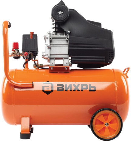 Компрессор ВИХРЬ КМП-300/50, 2000 Вт, рабочее давление 8 бар, объем 50 л, 300 л/мин, 2,7 л.с., 74/3/4