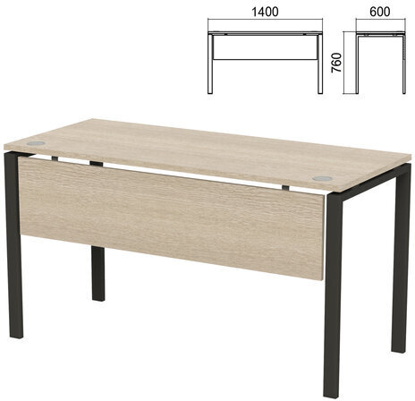 Стол на металлокаркасе "Арго", 1400х600х760 мм, царга, ясень шимо (КОМПЛЕКТ)