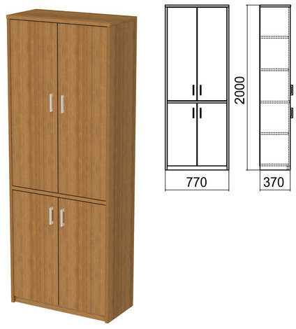 Шкаф закрытый "Арго", 770х370х2000 мм, орех (КОМПЛЕКТ)