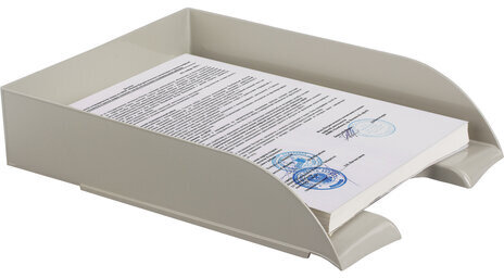 Лоток горизонтальный для бумаг BRAUBERG "Office style", 320х245х65 мм, серый, 237287