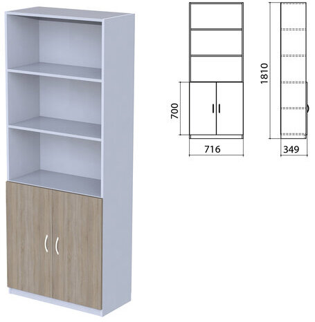 Шкаф полузакрытый "Бюджет", 716х349х1810 мм, дуб сонома (КОМПЛЕКТ)
