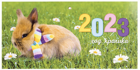 Календарь квартальный с бегунком 2023 г., 3 блока, 3 гребня, ЭКСТРА, "Год Кролика", HATBER, 3Кв3гр3ц_27159