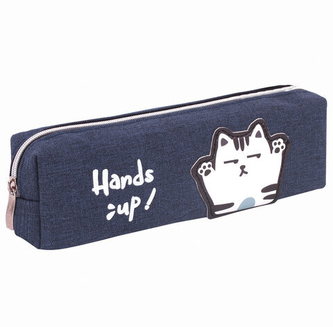 Пенал ЮНЛАНДИЯ, 1 отделение, полиэстер, "Cat", синий, 19х4х6 см, 270278