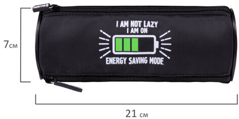 Пенал BRAUBERG, 3 отделения, нейлон, 21х7х7 см, "Battery", 270843