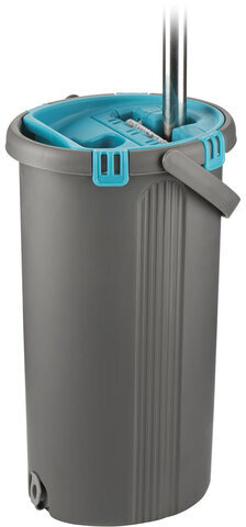 Швабра с отжимом и двухкамерным ведром 8 л/7 л, набор для уборки MILEY LIGHT, насадка 607751, 100-144