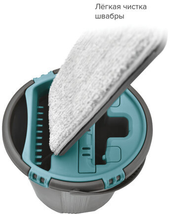 Швабра с отжимом и двухкамерным ведром 8 л/7 л, набор для уборки MILEY LIGHT, насадка 607751, 100-144