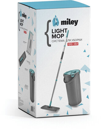 Швабра с отжимом и двухкамерным ведром 8 л/7 л, набор для уборки MILEY LIGHT, насадка 607751, 100-144