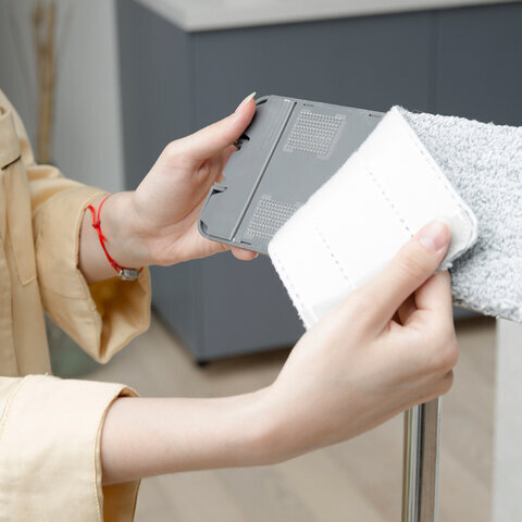 Швабра с отжимом и двухкамерным ведром 8 л/7 л, набор для уборки MILEY LIGHT, насадка 607751, 100-144