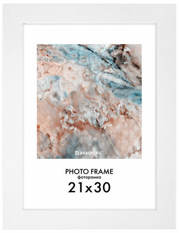 Рамка 21х30 см небьющаяся, КОМПЛЕКТ 3 шт., багет 29 мм, МДФ, BRAUBERG "Basic", белая, 391260