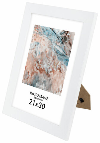 Рамка 21х30 см небьющаяся, КОМПЛЕКТ 3 шт., багет 29 мм, МДФ, BRAUBERG "Basic", белая, 391260