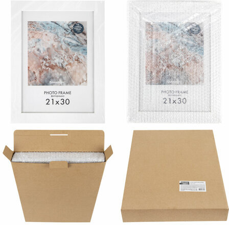 Рамка 21х30 см небьющаяся, КОМПЛЕКТ 3 шт., багет 29 мм, МДФ, BRAUBERG "Basic", белая, 391260