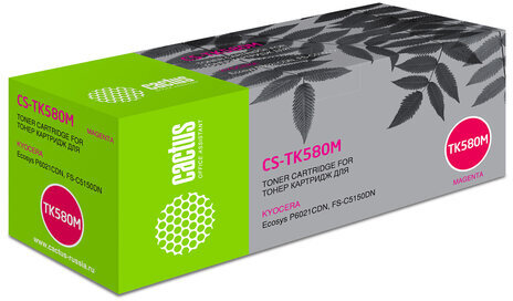 Тонер-картридж CACTUS (CS-TK580M) для KYOCERA FS-C5150DN/P6021CDN, пурпурный, ресурс 2800 стр.